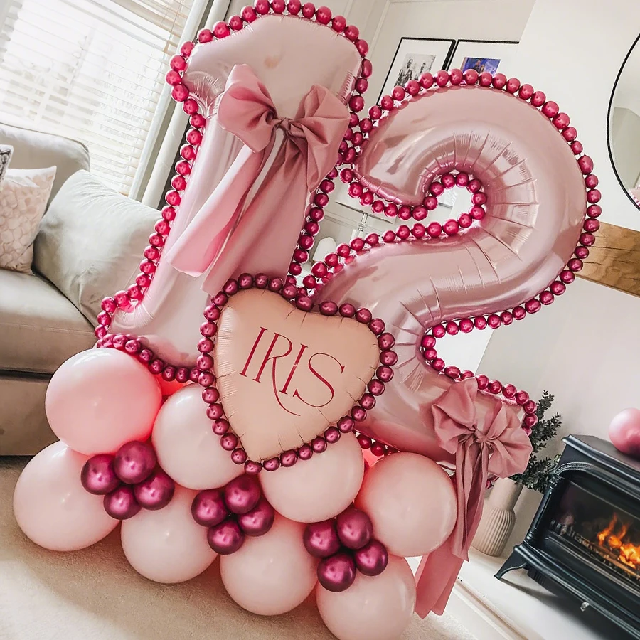 Conjunto de Balões Digitais Cor-de-Rosa Inclui Balões Digitais Cor-de-Rosa de 32 Polegadas para Decoração de Aniversário, Festa, Graduação
