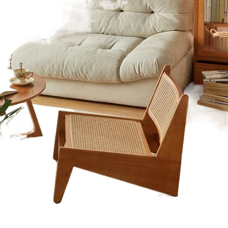 

Japanese solid wood kangaroo rattan chair, lazy sofa chair