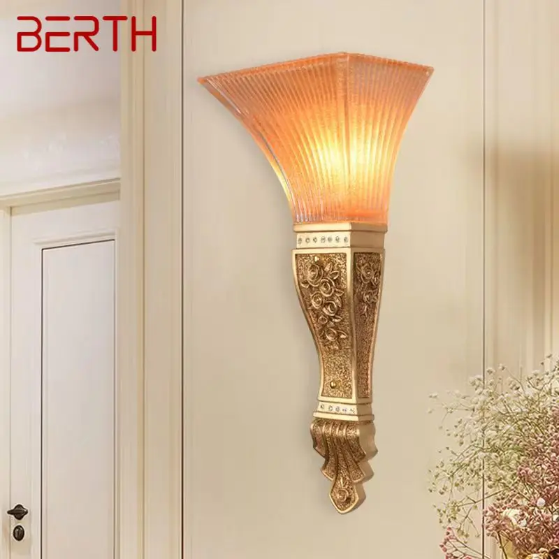 BERTH Modern Interior Wall Lamp LED Creative Glass Roman Column Sconce Lights for Home Living Room Bedroom Decor