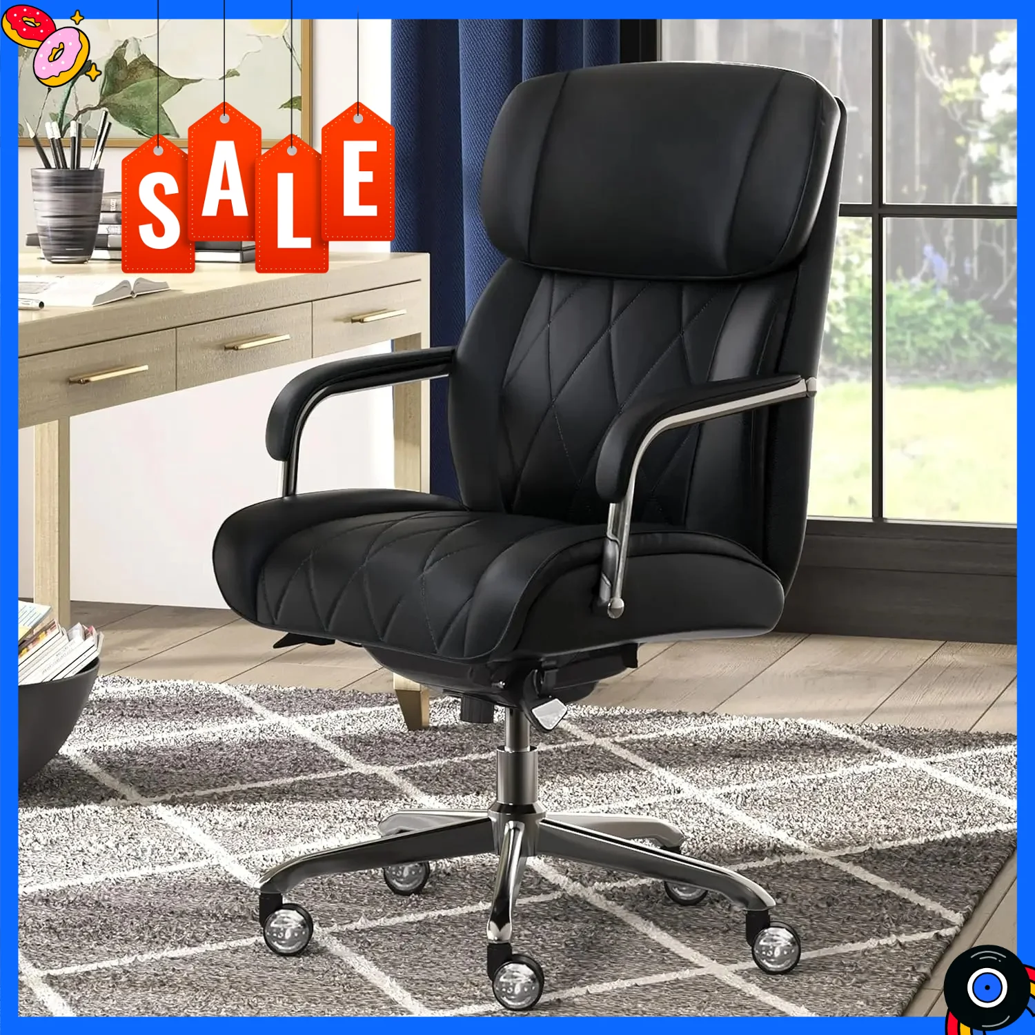 

Бестселлер: Эргономичное компьютерное и офисное кресло Sutherland из искусственной кожи, черное (CHR10048A)