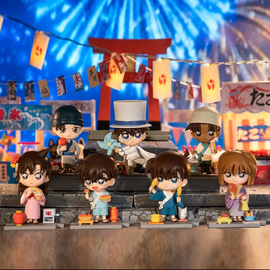 6 stks/set Detective Conan Summer Garden Party Serie Mysterieuze Verrassing Doos Conan Edogawa Mouri Ran Haibara Ai Figuur Model Speelgoed