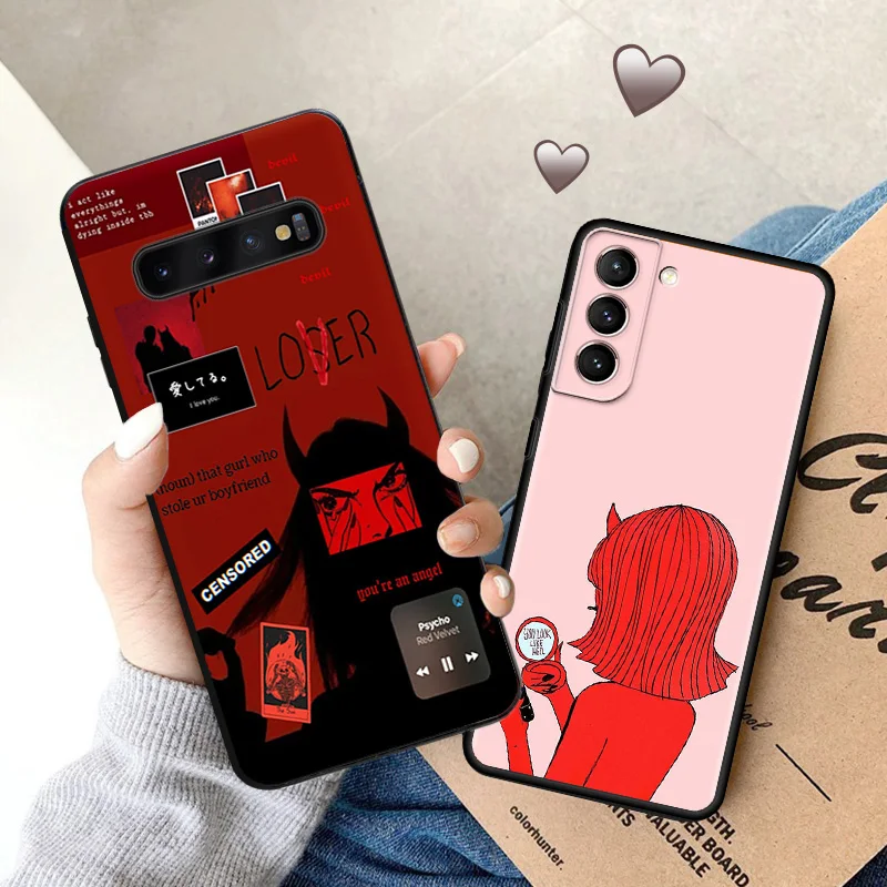 Hoesjes Voor Samsung S24 Galaxy S21 Fe S22 S23 Ultra 5G S20 Plus S10 Lite Sexy Duivel Shadow Girl Woman Luxe Zachte Telefoonhoes Cover