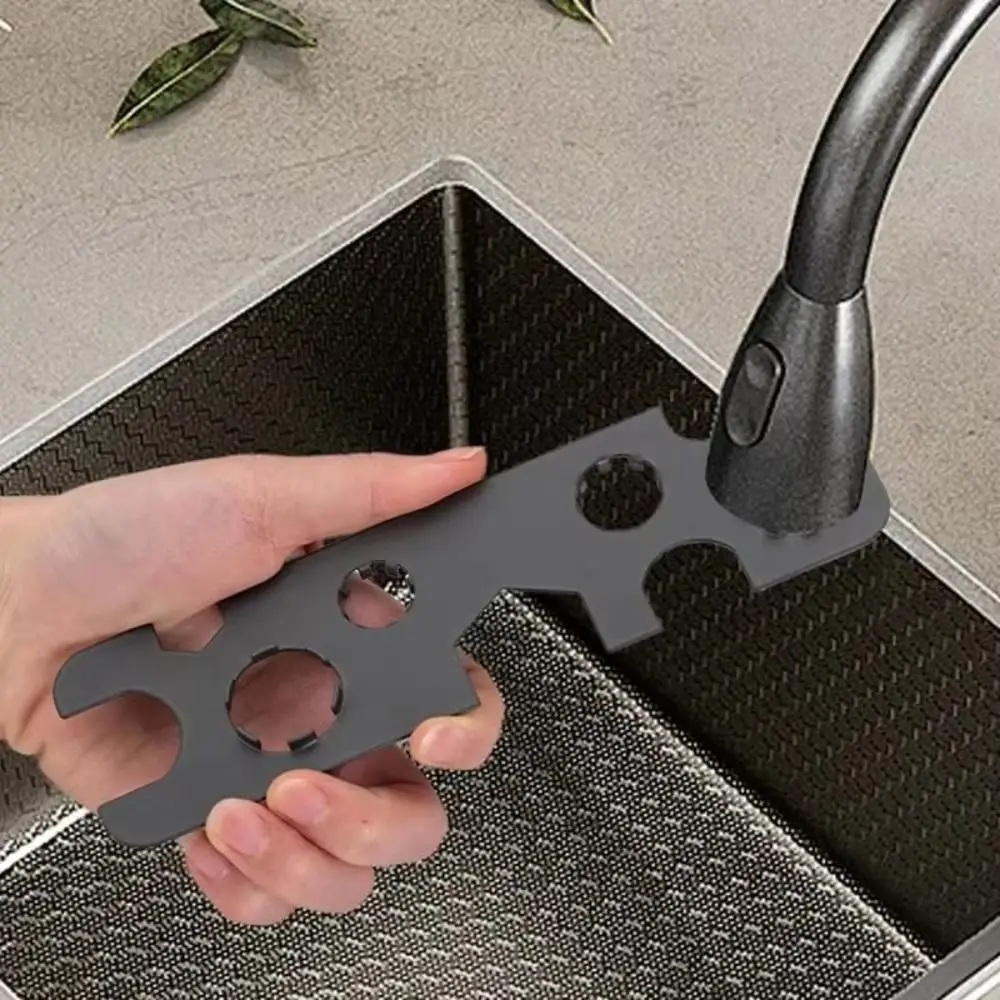 

Stainless Steel Faucet Aerator Tool Universal Adjustable Aerator Removal Wrench Portable Design 9-in-1 Filter Removal Wrench