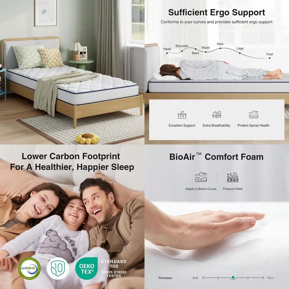 

6-Inch Twin Mattress for Kids: Cooling, Adaptive Foam - Spine Support, Ideal for Youth Rooms