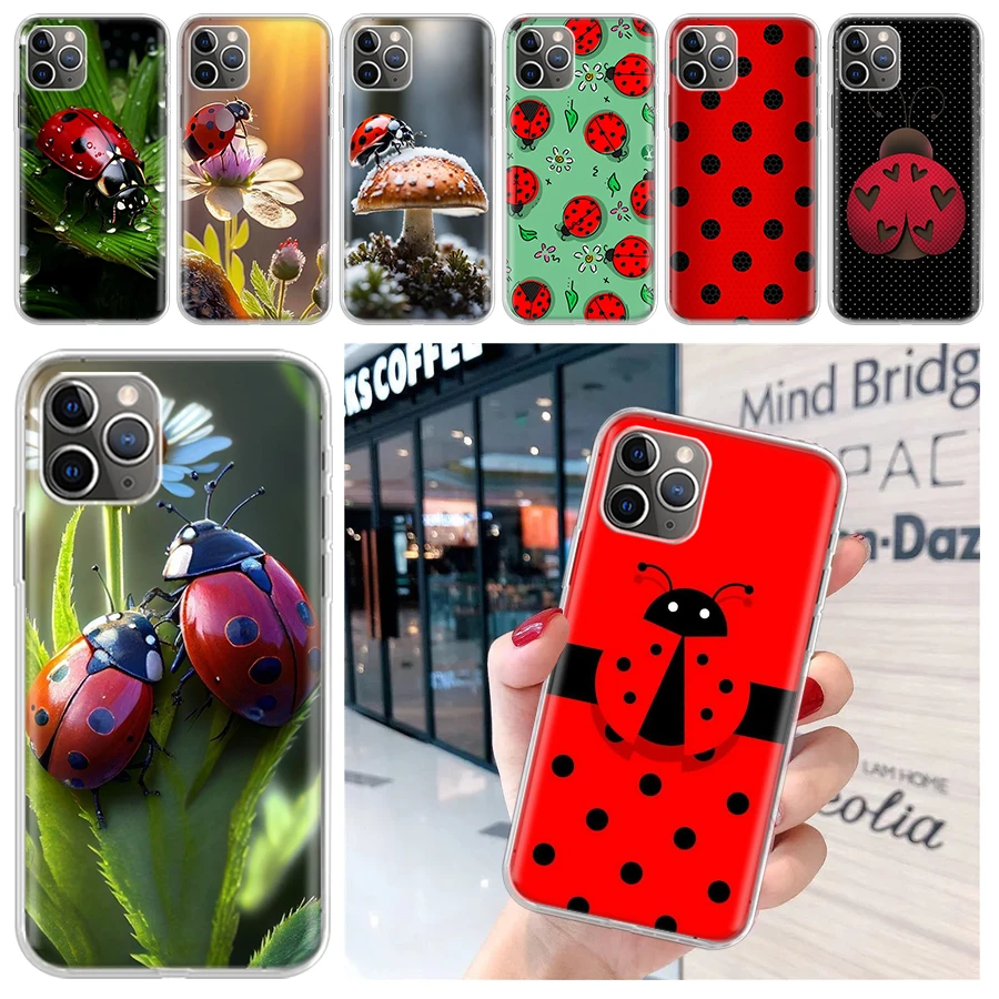 Insect Seven-Star ladybug Soft Phone Case for iPhone 16 15 14 Plus 13 12 Mini 11 Pro Max 7 + Apple XS X SE 2020 8 Cover Shell fo