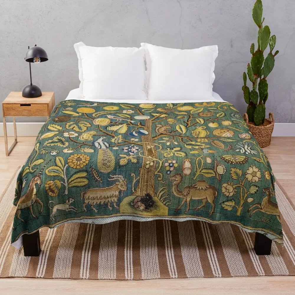 

Ancient Animals & Tree Medieval Unicorn Floral Tapestry Throw Blanket Sofa blankets and throws Luxury Throw Blankets