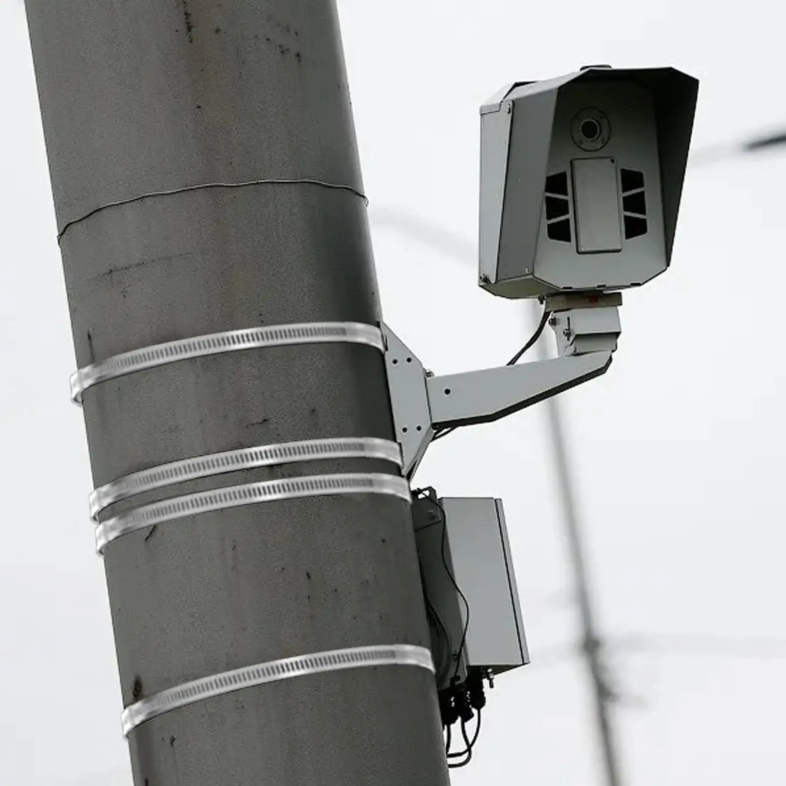 Pole Brackets 2 Pieces Street Sign Mounting Bracket Adjustable Metal Hardware For Round Telephone Pole Rod Cameras Solar Panel