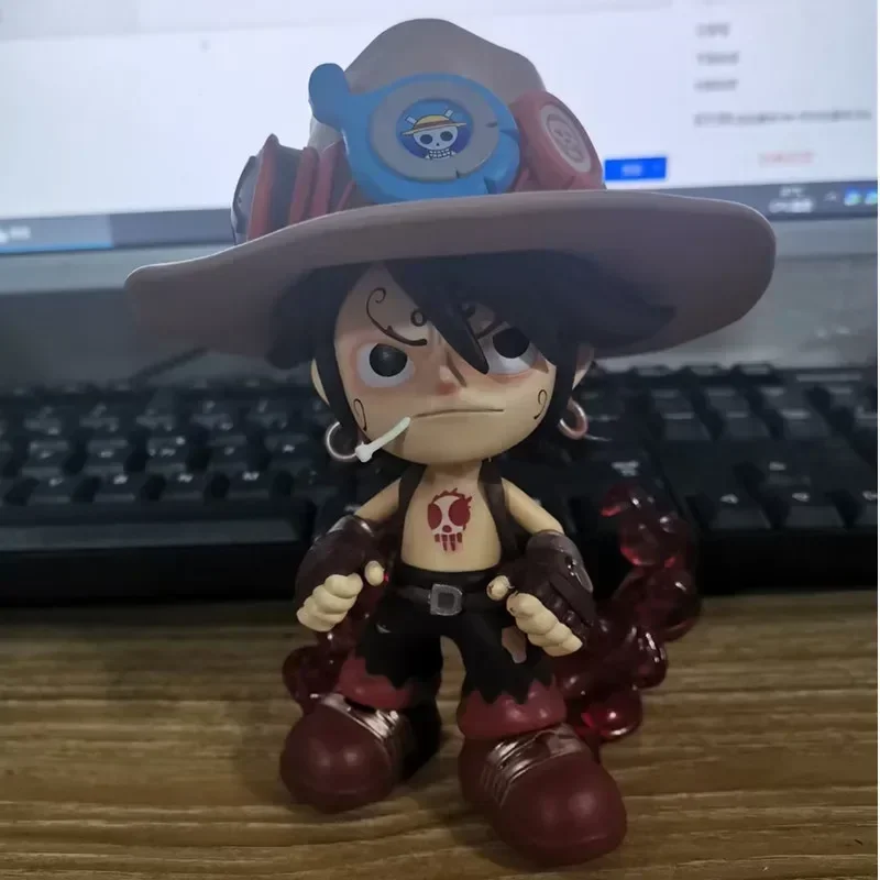 15cm One Piece Q Version Ace Gk Ultrablue Portcas Cowboys Anime Figures Statue Ornaments Collection Model Decorative Toys Gifts