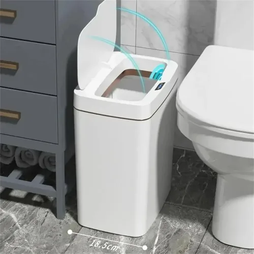 Imagen 2 del producto Cubo de basura inteligente para baño, cubo de basura electrónico de ensacado automático, cubo de basura con Sensor inteligente estrecho sin contacto blanco, hogar inteligente de 15L