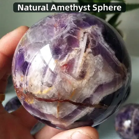 70/90mm Natural Amethyst Sphere Stone Quartz Crystal Ball Beautiful Room Decoration Purple Gemstones Chakra  Healing Crystals