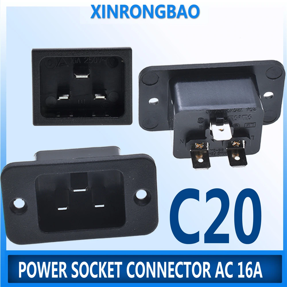 

High quality Power Socket C20 Male Connector 16A 250V IEC320 C20 Male Female Power Inlet Jack Socket Receptacle Inlet snap-on BK