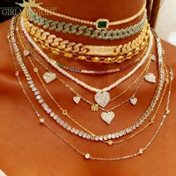 2025 New Gold Silver Color Mini Cz Paved Heart Charm Pendant Necklace Choker For Women Wedding Jewelry