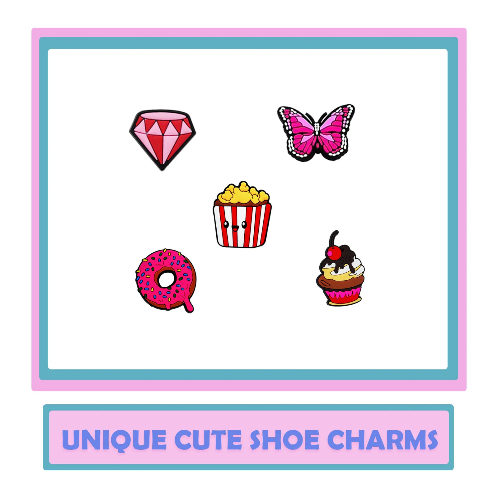 Zufällige Auswahl von 10-200 Stück Nicht Wiederholende Schuh-Charms für Sandalen, Strandtaschen, PVC DIY Schuh-Dekorationen Zubehör Charms Premium-Qualität – Detail 5