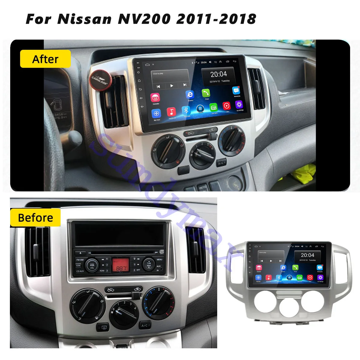 2 DIN Frame Car Radio for  Nissan NV200 2009-2017  9 Inch Screen Dash Panel Dashboard Refitting Mount Trim kit Stereo Bezel