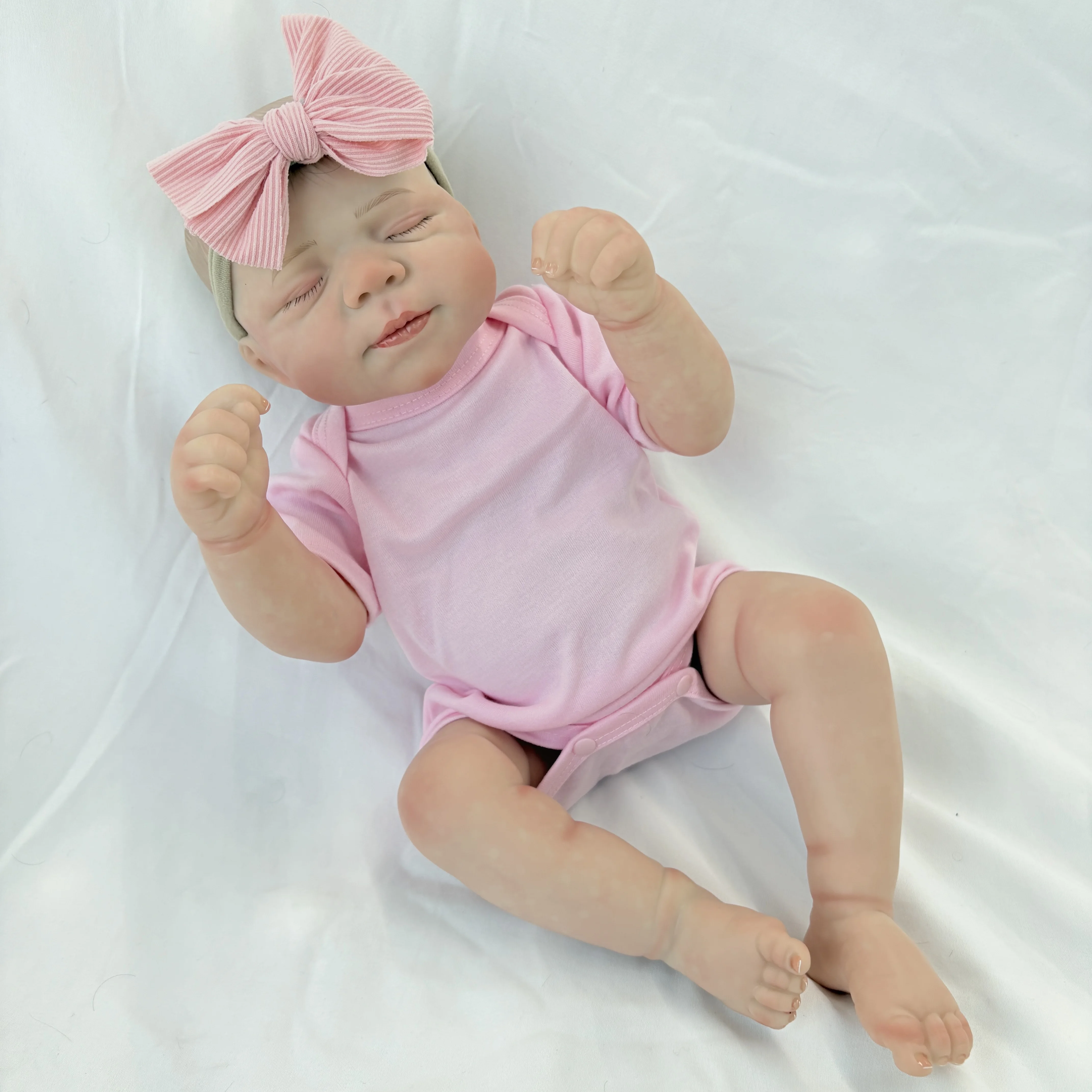 Muñeca Reborn Pascale de 18 Pulgadas con Piel 3D y Venas Visibles, Bebé Niña Dormida, Cuerpo Completo de Vinilo, Realista, Regalo para Niños