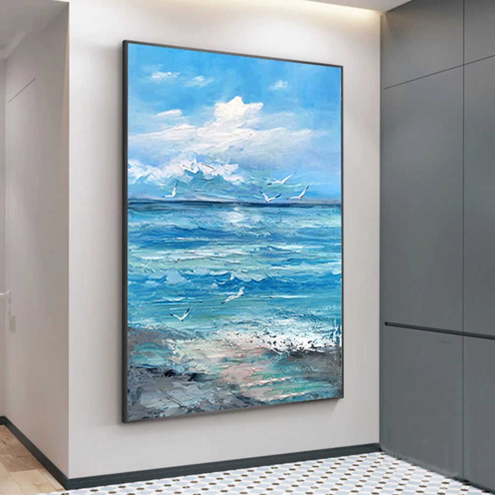 Sea Decor Paintings For Living Room Handmade Wall Art Abstact Landscape Decorative Canvas Paintings Picture Interior Decorations