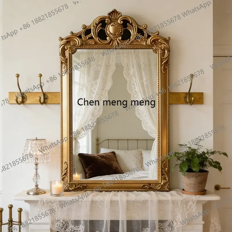 M183 French retro carved enigma mirror high-end decorative mirror retro dresser makeup mirror