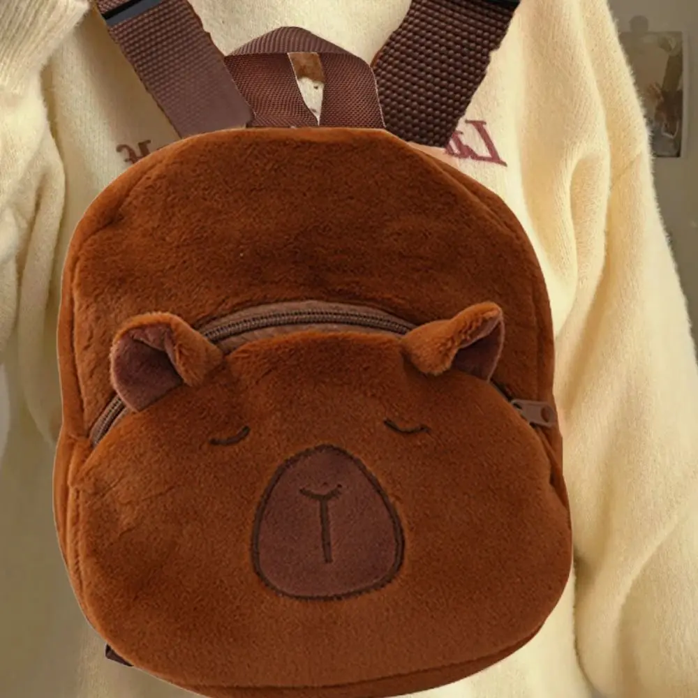 Plush Capybara Capybara Plush กระเป๋าเป้สะพายหลังสัตว์การ์ตูนตุ๊กตา Capybara Crossbody กระเป๋าน่ารักผ้าฝ้ายกระเป๋าสะพายการ์ตูน