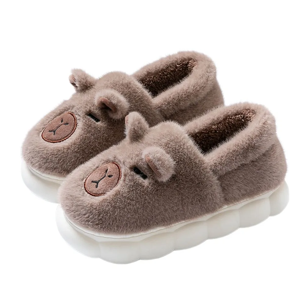 

Casual Homewear Capybara Plush Slippers Soft Anti-slip Cartoon Furry Slippers Cute Thick Soled Winter Cotton Shoes Gifts