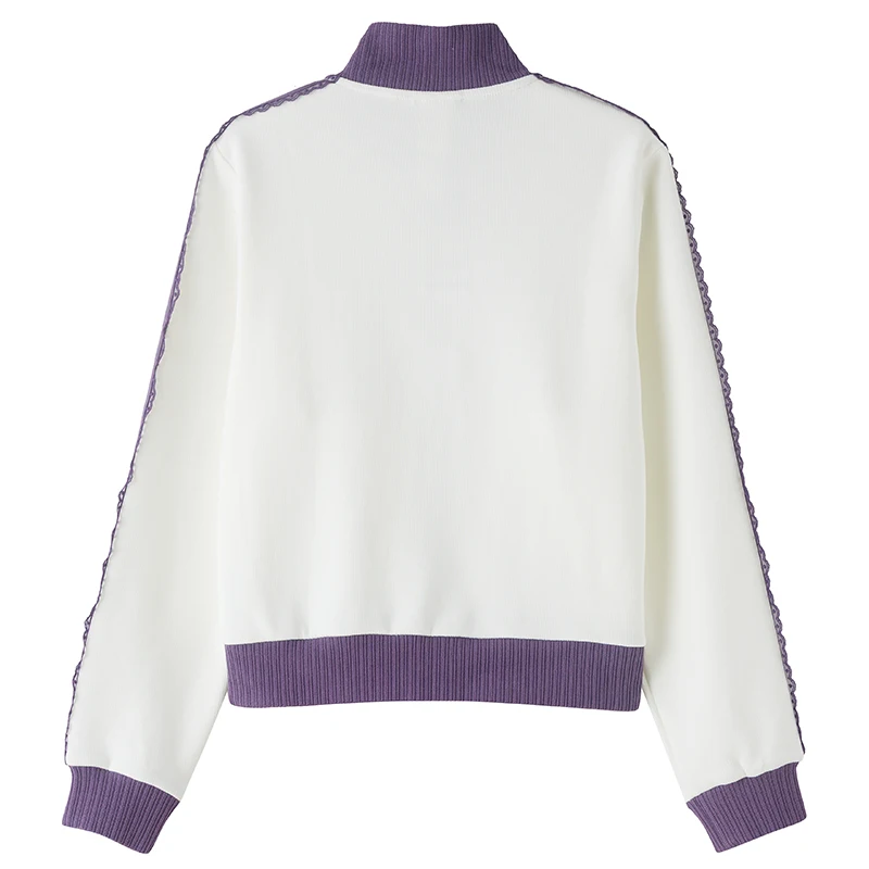Adidas Trefoil Women's Stand Collar Loose Jacket Korean Style Lace Three-Stripe Coat Lf2334
