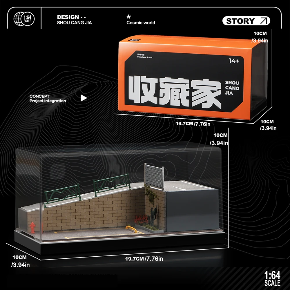 1/64 Steile Helling Model Parkeren SpaceScenes en Action Figure Accessoires Model Parkeren Gesimuleerde Decoratie Scène (zonder auto)