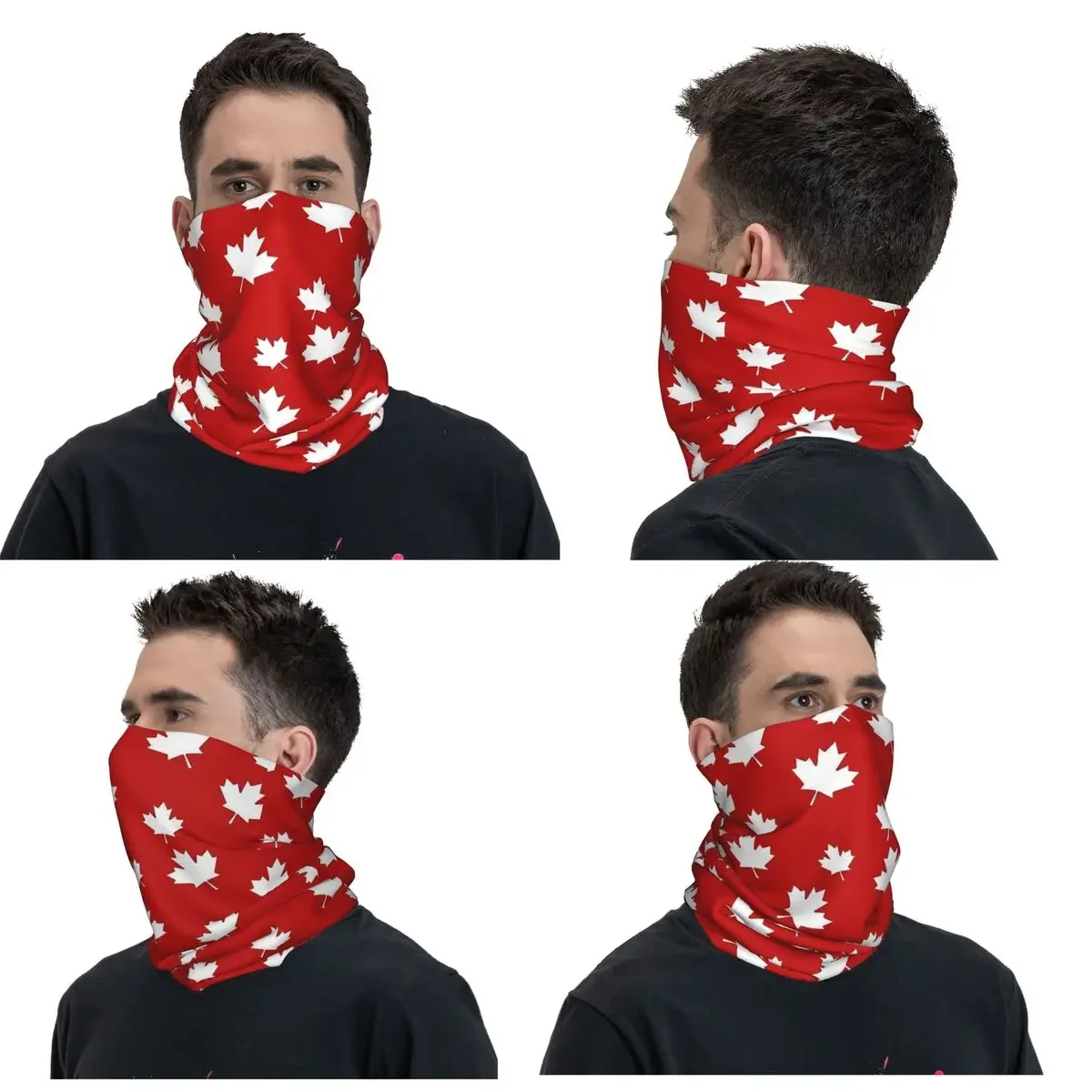 Canada Maple Leaf Flag Pattern Red White Canada Flag Bandana Neck Gaiter Printed Wrap Mask Scarf Headwear Hiking For Men Women