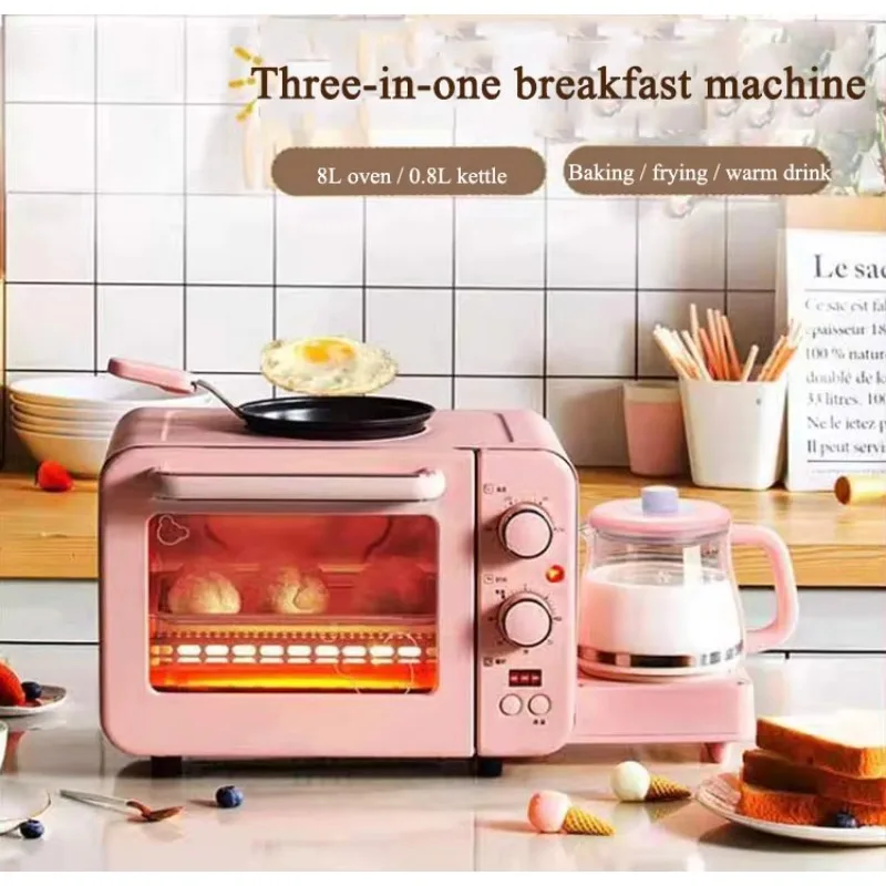 3-in-1 Multi-Function breakfast machine with toast oven frying pan