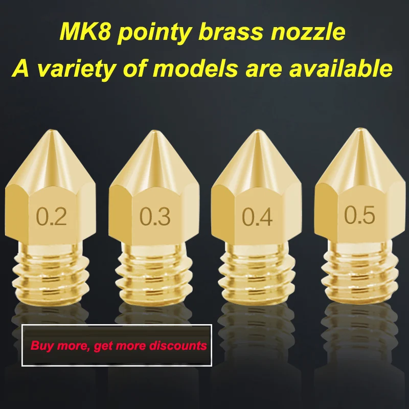 

MK8 Brass Nozzle 3D Printer Accessory Pure Metal Tip MK8 Brass Nozzle 1.75/3mm Material Engraved