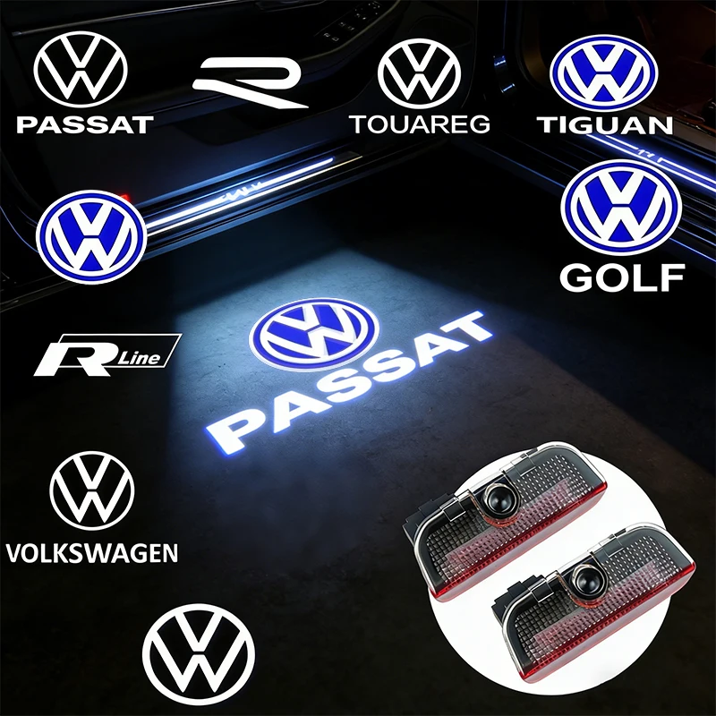 

2Pc For Volkswagen VW Passat CC Lamando Touran Touareg Golf Tiguan Decoration Badge Car HD Projector Lamp Door Welcome Light LED