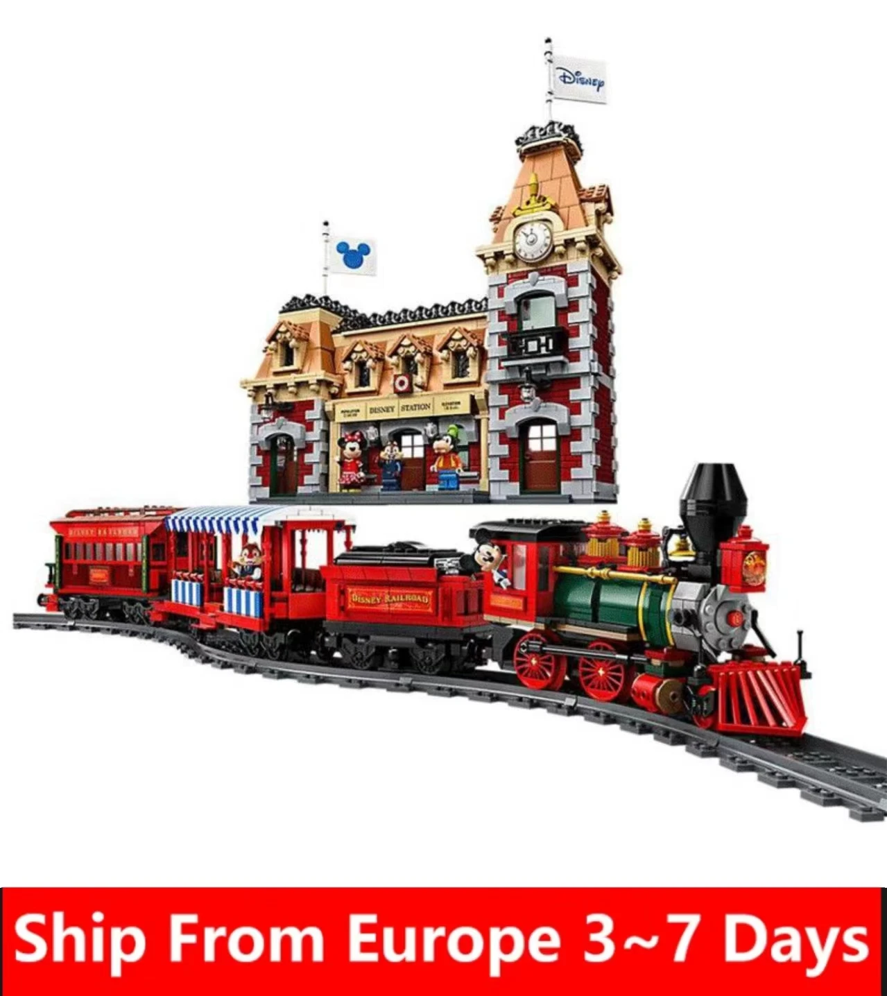 Jprospects-décennie s de construction pour enfants, train compatible Lego 31001, Disneyland, télécommande, assembler des jouets, garçons et filles, 001, 11442, 71044