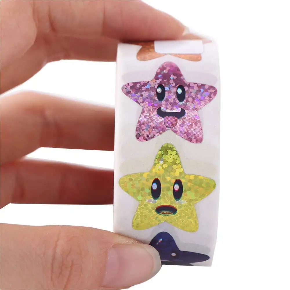 

500 шт./рулон самоклеящиеся красочные блестящие наклейки со звездами яркие уплотнительные наклейки декоративные наклейки офисные канцелярские принадлежности