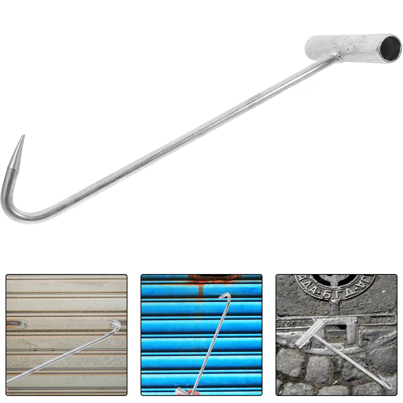 

Manhole Cover Hook Septic Tank Lid Lifter Lifting Tools Hooks up Utility Moving Hand Stainless Steel Post Puller