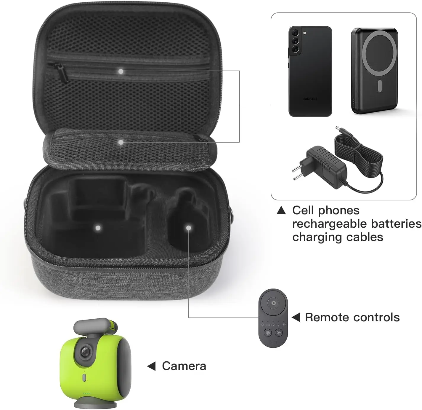 Hard Carrying Case for XbotGo Camera Remote & Accessories (Black)