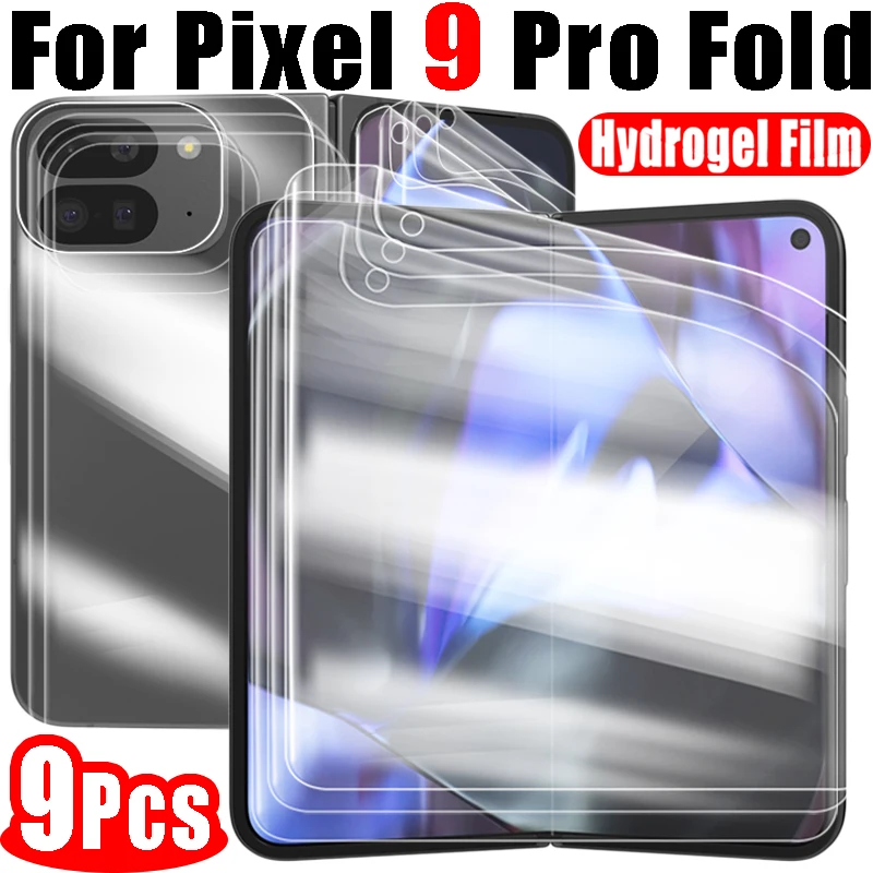 Film hydrogel pour Google Pixel 9 Pro, poss�de des protecteurs d'�cran souples, avant et arri�re, film int�rieur, films de protection
