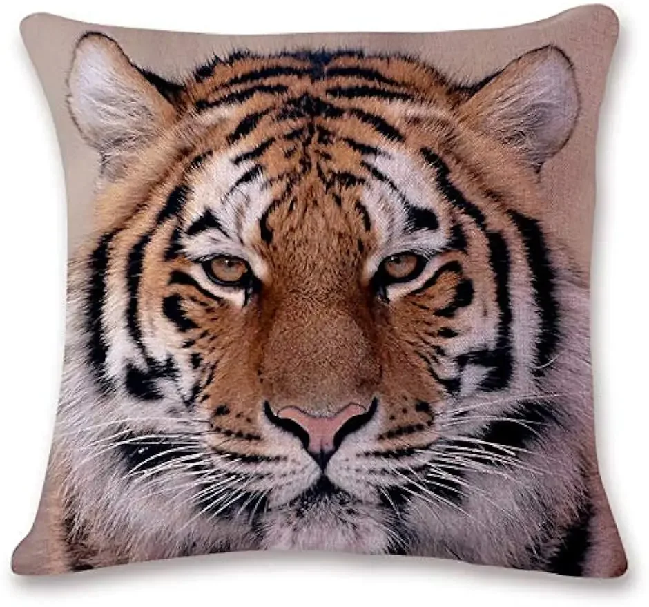 Animal pillow cover, pad for sofa bed car chair decorative cushion cover, 45x45 cm, liger, tiger, wolf and leopard design