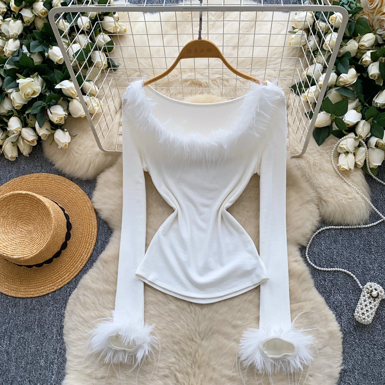 

Elegant Sexy Spliced O-Neck long sleeve Top Women Korean Fashion High Street Autumn Clothing