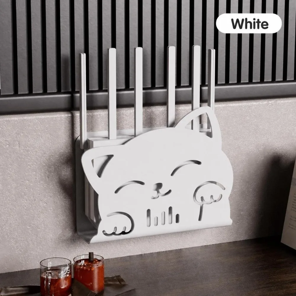 Decoration Plastic Router Stand Cat-Themed Wall-mounted WiFi Storage Box Hidden Organizer Home