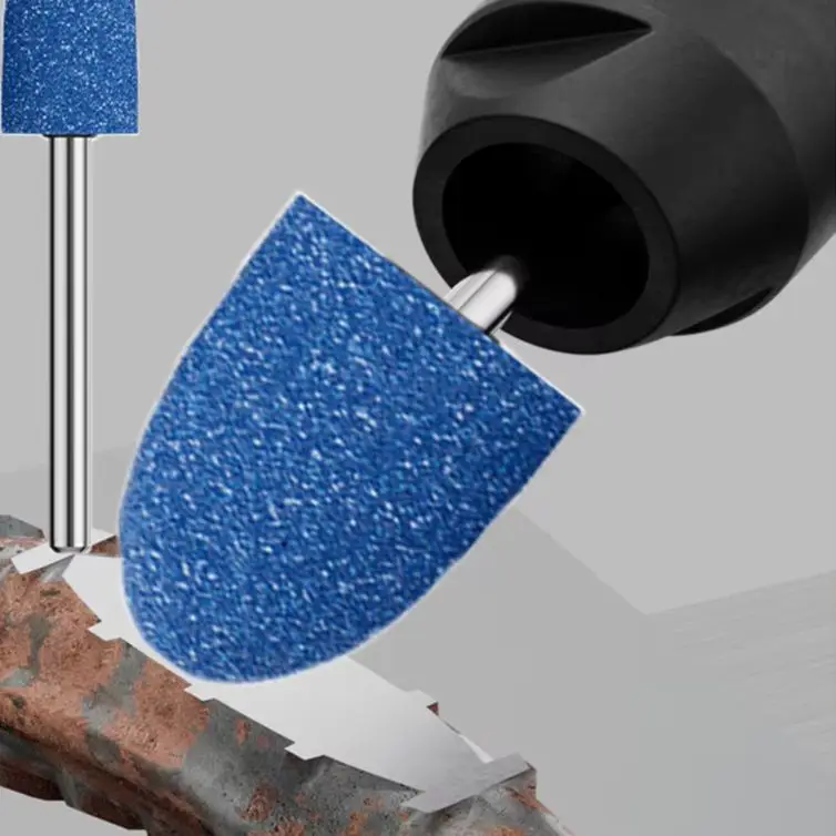 3PCS Blue Corundum Grinding Head Kit For Metal Rust Removal Polishing Deburring Works With Electric Drill Rotary Tool