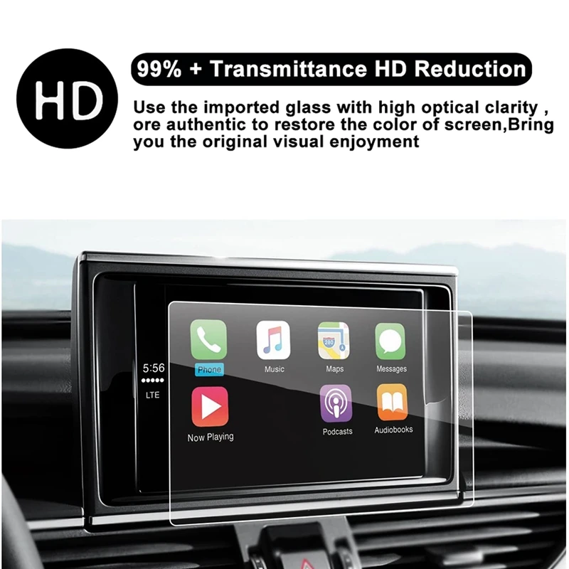 For 2013-2018  A6 A7 A8 S6 S7 S8 C7 4G Car Navigation Contact Screen Display Tempered Glass Protector Film 169X100mm