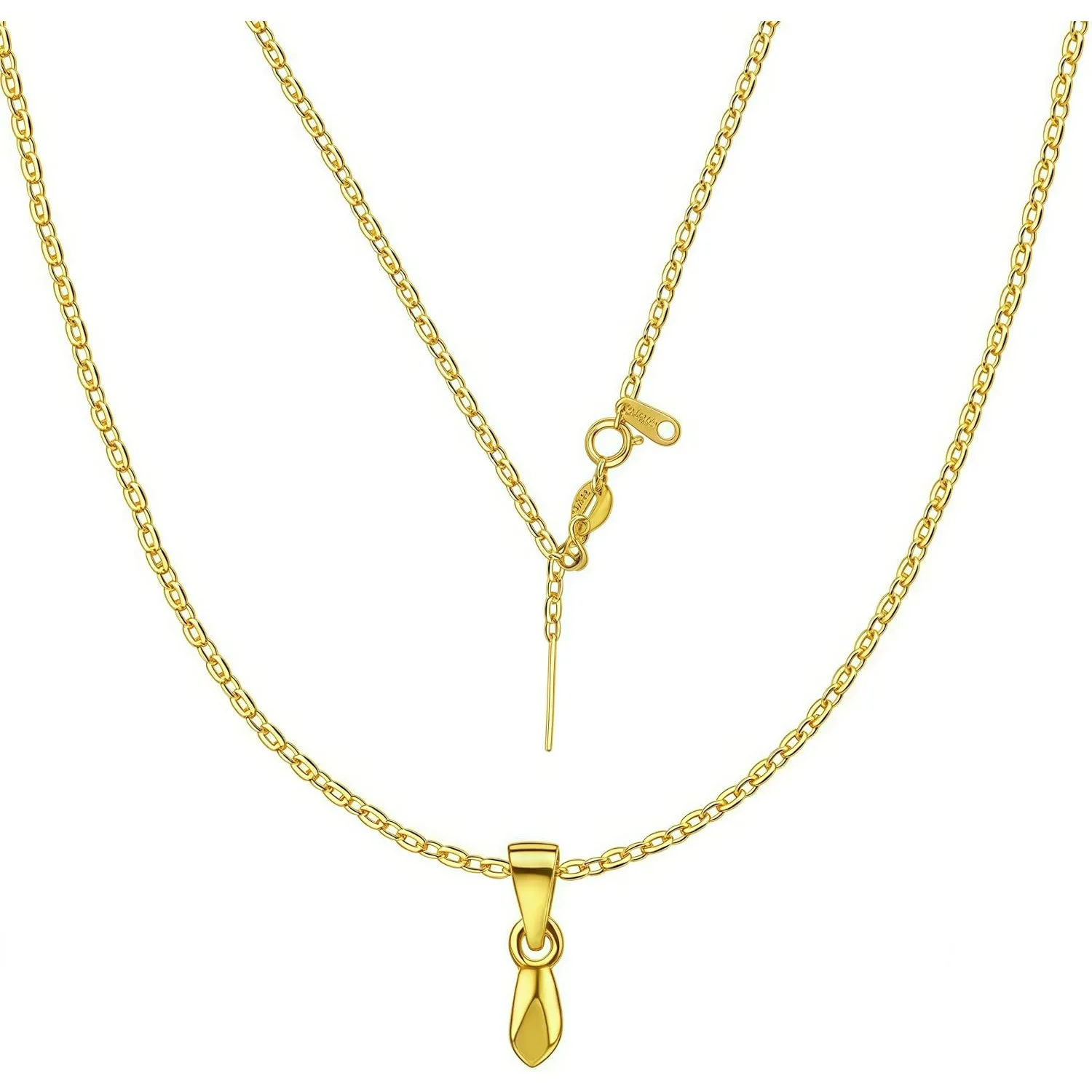 

Ожерелье-цепочка из стерлингового серебра 925 пробы для женщин, серебряная цепочка с регулируемой длиной от 14 до 18 дюймов и залог (золото)