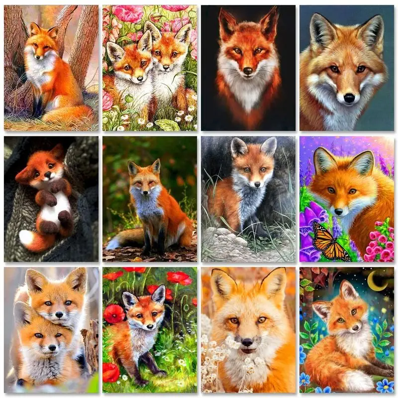 RUOPOTY Rahmenmalerei nach Zahlen, Fuchsbild, Tiere, Handarbeit, DIY-Ideen, personalisiertes Geschenk, Malen nach Zahlen für Heimdekorationen