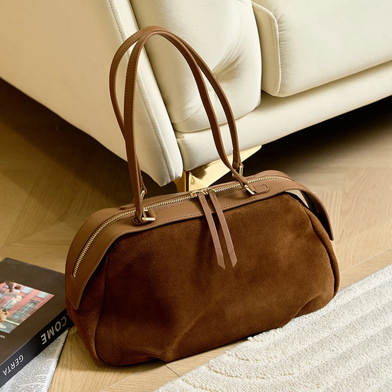 العلامة التجارية الفاخرة متجمد جلد البقر حقيبة يد سعة كبيرة الرجعية التنقل حقيبة كتف أنيقة المرأة عادية حقيبة كروسبودي عصرية