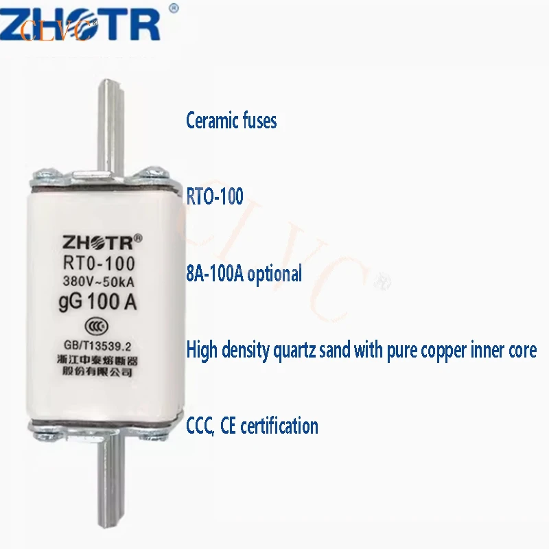 

RTO RT0-100 ceramic fuses 30A~100A 380V Knife Type Contact Electronic Fuse Types