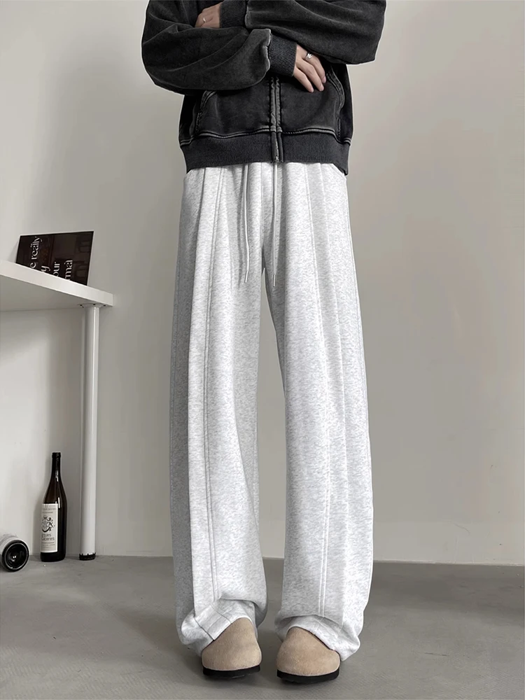 

American Sle Heavyweight Cleanfit ey Men's Sweatpants Autumn Winter Trendy Loose Splicing Wide Leg Casual Sports Pants