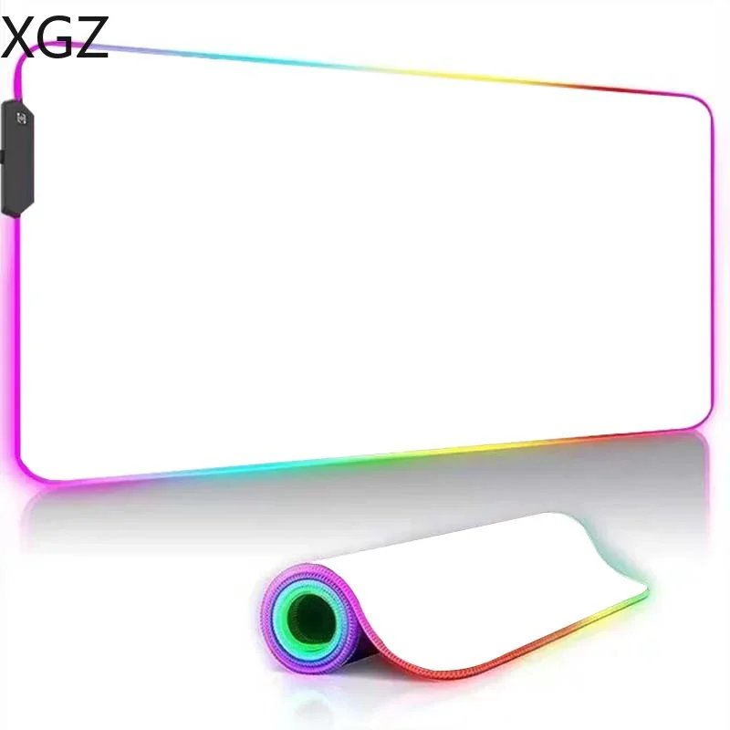 XXL RGB White Gaming Mouse Pad LED Mousepad Game Accessories Backlit Desk Mat Large Computer Keyboard Mice  Luminous Mausepad