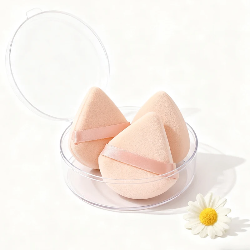 3pcs 삼각형 파우더 퍼프 페이스 메이크업 스펀지 소프트 벨벳 코스메틱 퍼프 블렌더 뷰티 파운데이션 스펀지 메이크업 액세서리