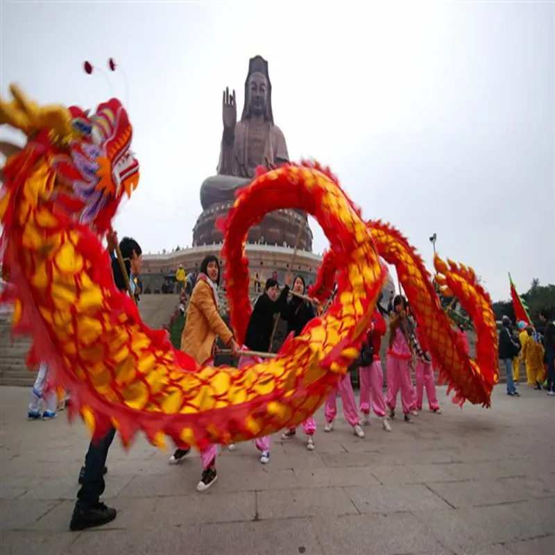 

DRAGON DANCE Props 10.3m 10 kids Gold-plated Mascot Costume Chinese Traditional Culture Folk Festival Party Decoration