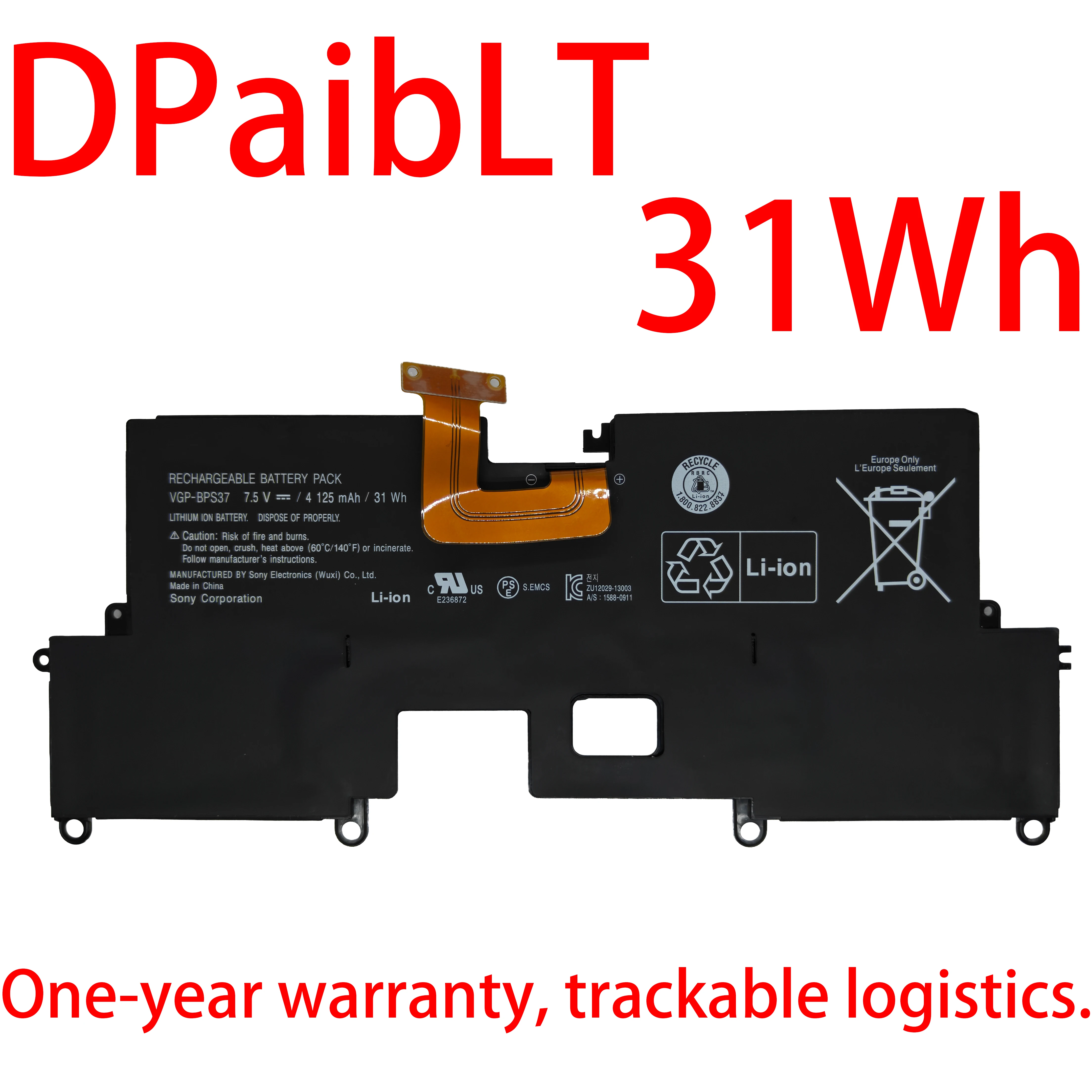 

DPaibLT 31Wh 7.5V VGP-BPS37 LAPTOP BATTERY For SONY VAIO SVP1121 (Pro 11) SVP11227SCB SVP11214CXB SVP112A1CL Ultrabook
