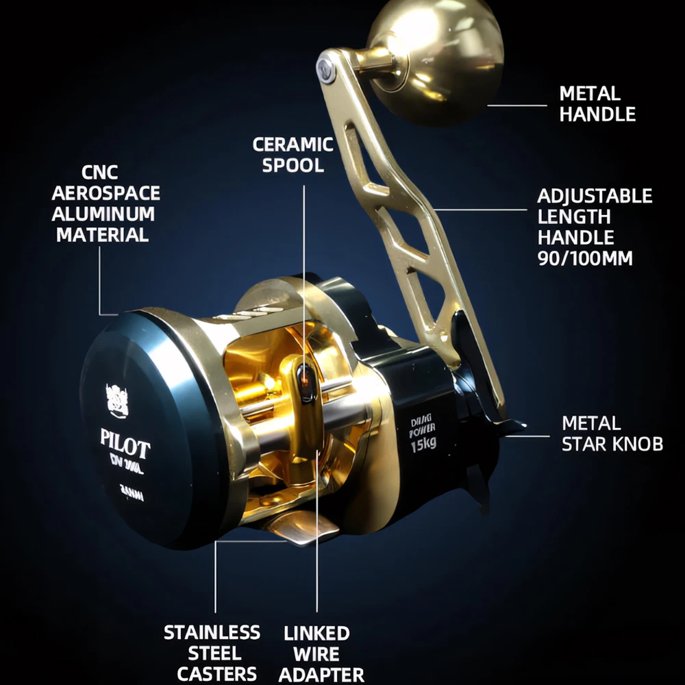 Carrete Slow Jigging RANMI PILOT DV300 para trolling y barco agua salada - imagen 3