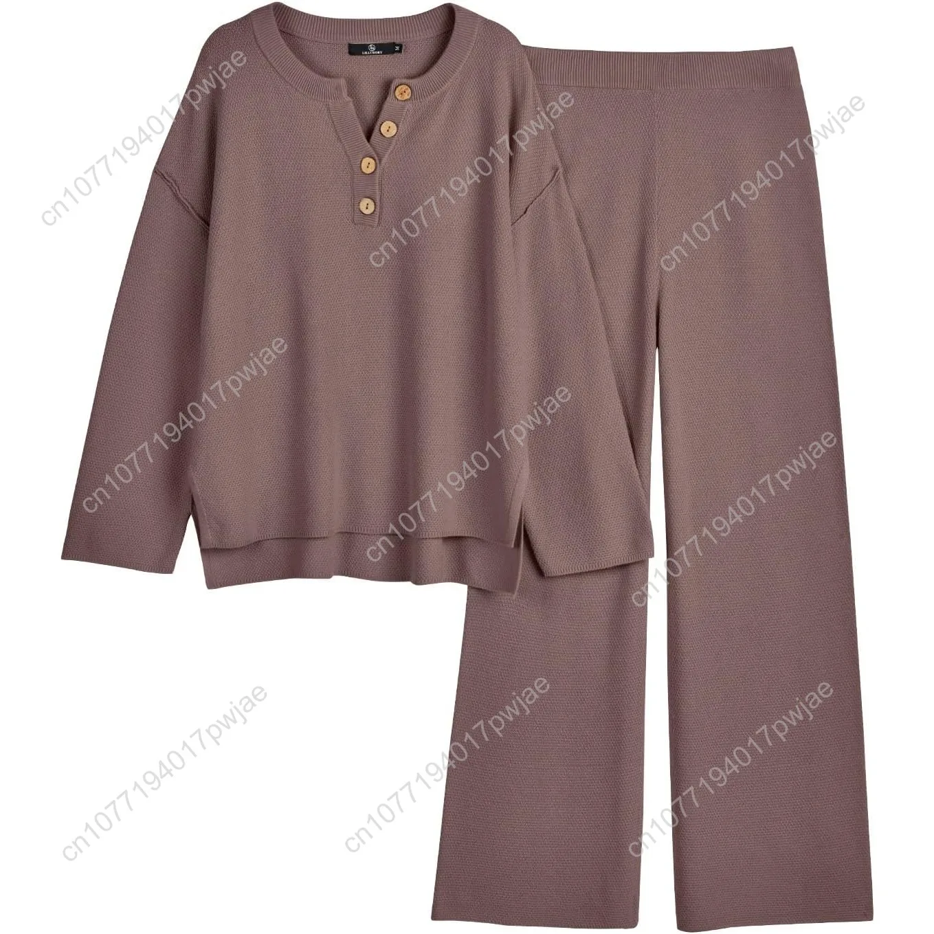 ชุดลำลองผู้หญิง 2 ชิ้น LILLUSORY ชุดไหมพรมเข้าชุด สวมใส่สบาย ทรงหลวม